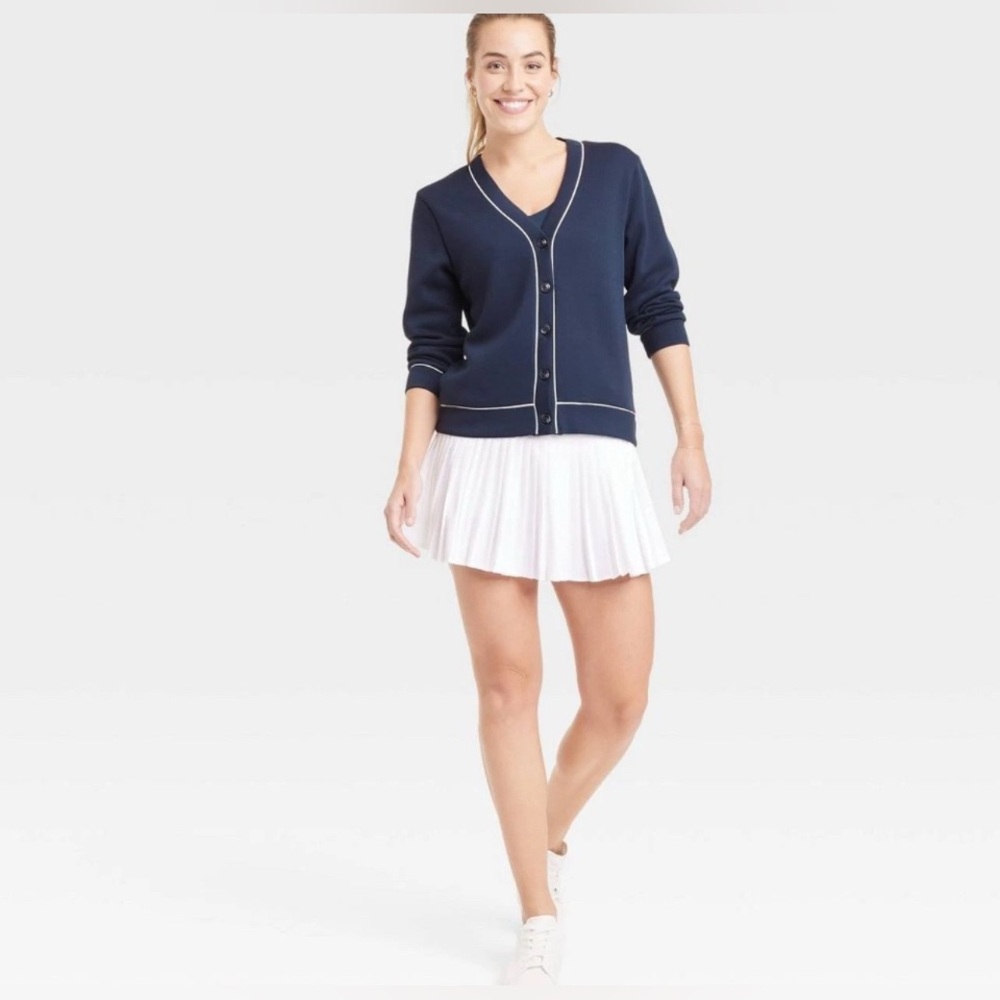 Plus size All in Motion Navy Cardigan with White Trim size XXL. New without tags